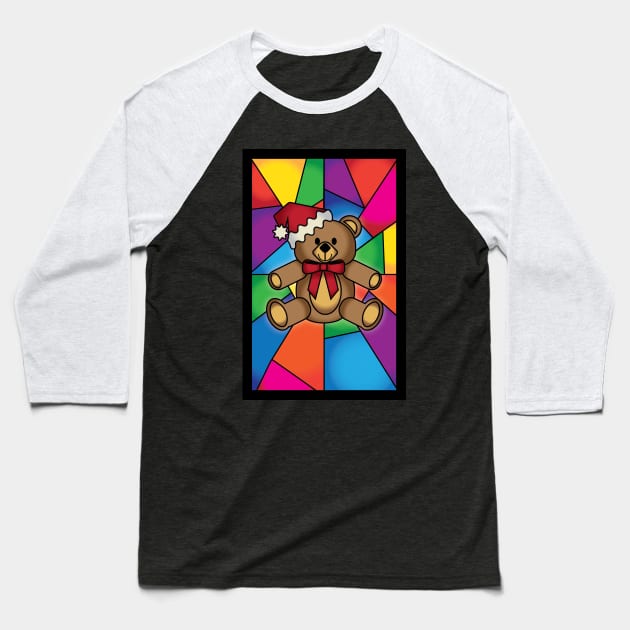 Stained Glass Bear Baseball T-Shirt by tesiamarieart